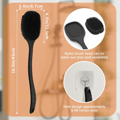 Luxury Long Handle Back Scrubber – Dual-Sided Soft Shower Brush with Ultra-Soft Bristles, Ergonomic Design for Easy Grip – Ideal for Deep Cleaning Body Wash for Men and Women