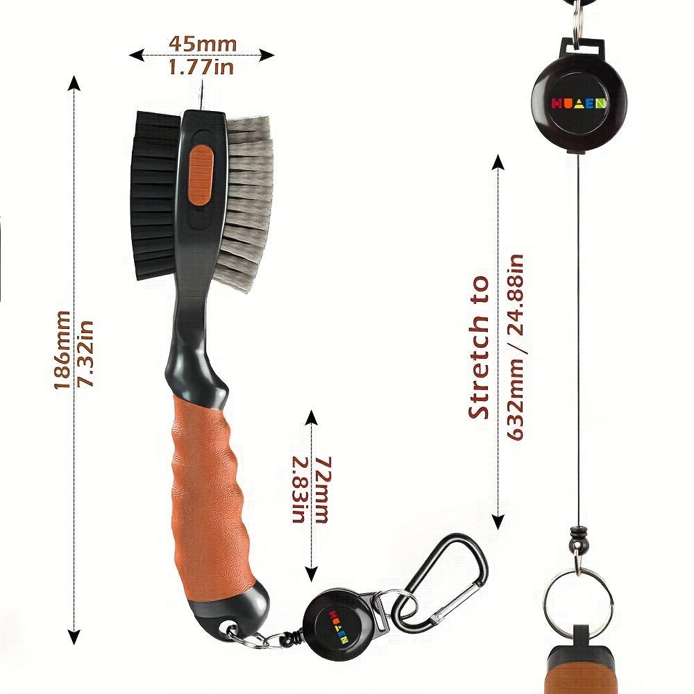 Magnetic Golf Club Cleaning Brush and Groove Cleaner with Keychain - Essential Golf Accessory