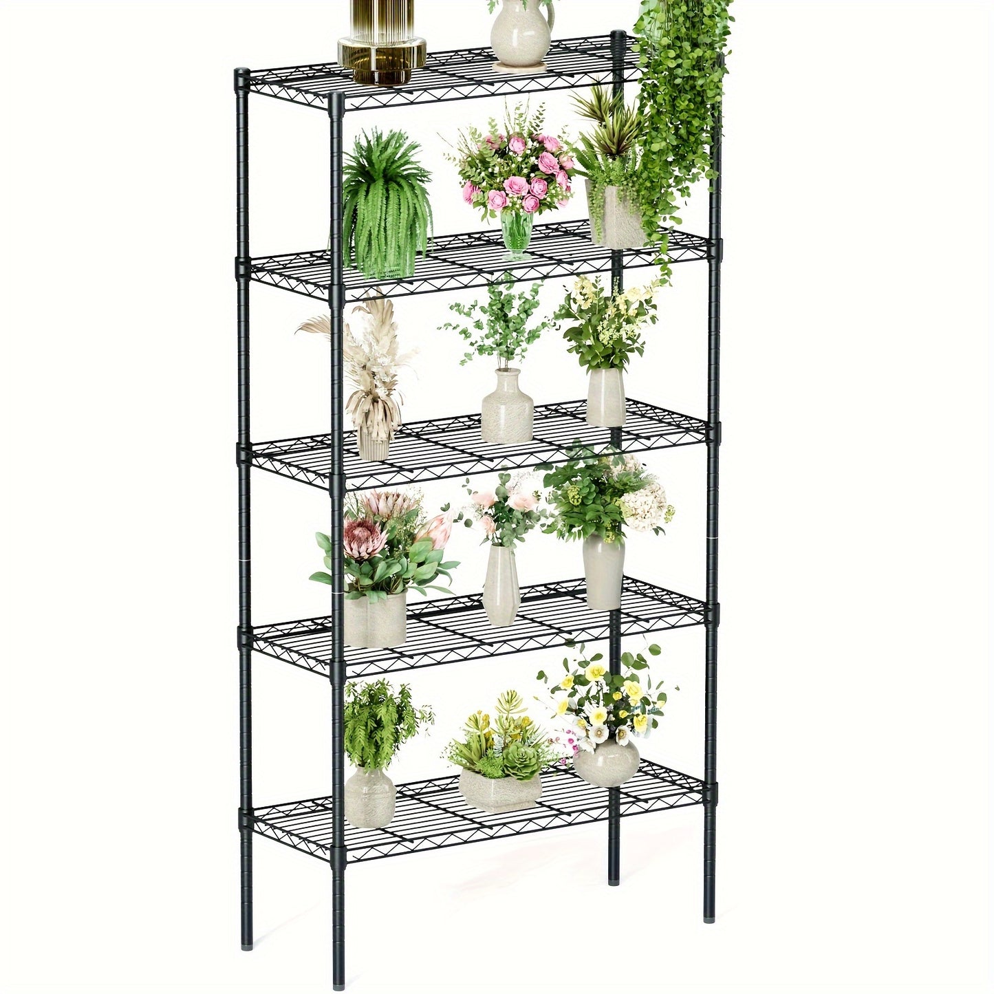 SMUG 5-Tier Adjustable Wire Shelving – Metal Storage Rack with 350LBS Load Capacity, Ideal for Kitchen, Office, and Home Storage