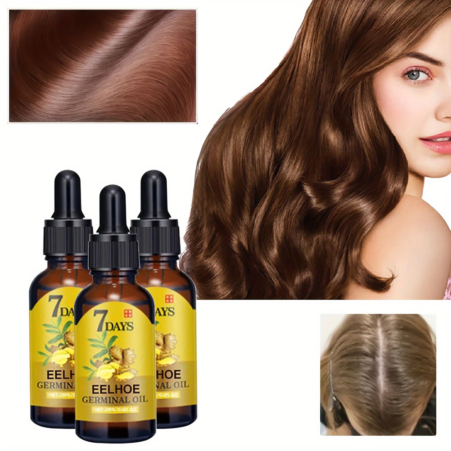 7 Day Ginger Hair Essential Oil Serum - Penetrates Root to Tip for Healthy Hair