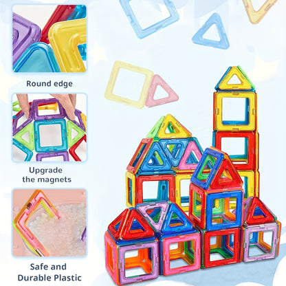 Big Size Magnetic Building Blocks - 3D STEM Educational Constructor Set, Perfect Birthday and Holiday Gift in Random Colors