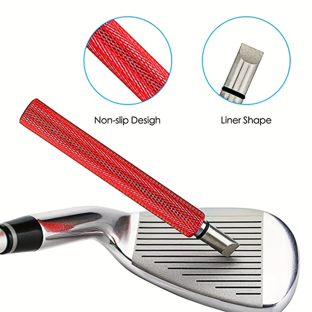 3pcs Retractable Golf Club Cleaning Set - Portable Brush with 2 Groove Sharpeners for U and V-Grooves on Irons