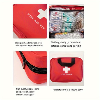 Deluxe First Aid Kit with Portable Bag - Essential Emergency Supplies for Camping, Hiking, and Travel, Includes Scissors, Tweezers, and More