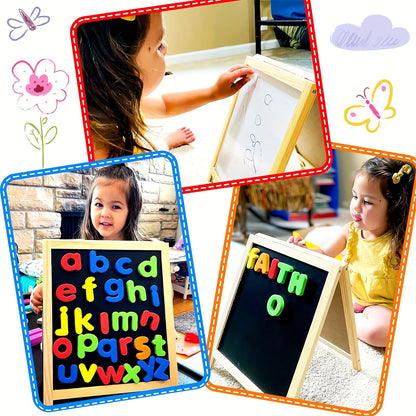 Magnetic Letters and Numbers Set for Toddlers - Includes ABC Alphabet Magnets, Educational Dry Erase Board, Whiteboard and Chalkboard for Writing and Drawing, Ages 1-3