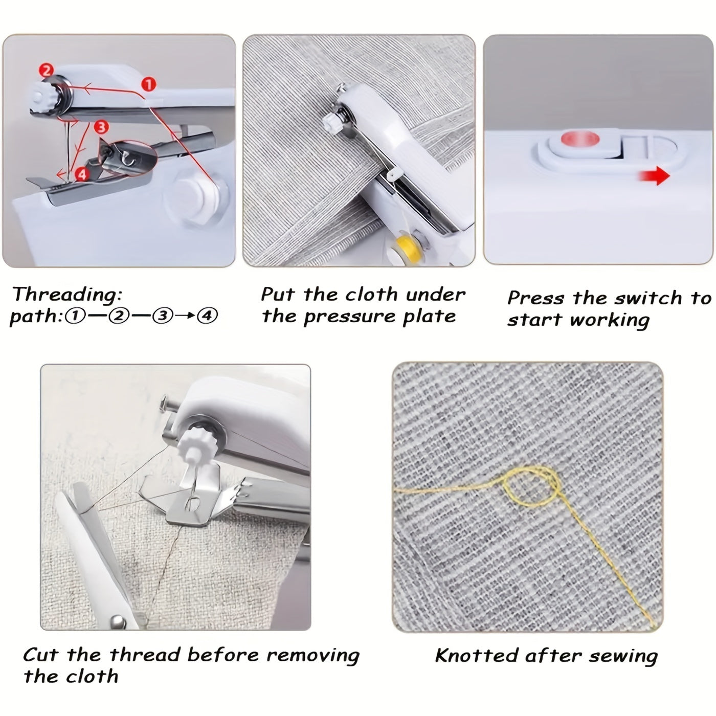 1pc Handheld Sewing Machine - Mini Portable Sewing Tool for Fabric and Clothing, Quick Stitch Device ( Battery Not Included, Requires 4 AAA Batteries )