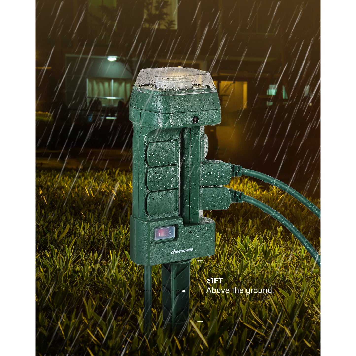 DEWENWILS 6-Outlet Mechanical Timer Stake - 180° Rotatable Outlets with 6ft Extension Cord, Ideal for Garden Lights, Sprinklers and More