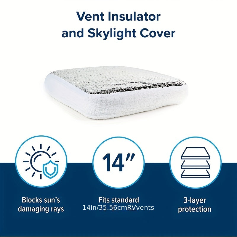 Reflective RV Vent Insulator and Skylight Cover - Durable, Weatherproof, Energy-Saving for 14 x 14 Standard Vents