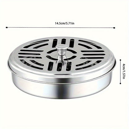 Stainless Steel Mosquito Coil Incense Burner with Lid – Fireproof and Heat-Resistant Ashtray for Indoor and Outdoor Use, Ideal for Living Rooms, Bedrooms, and Pest Control