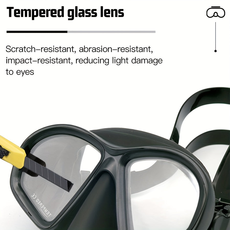 Premium Tempered Diving Mask with Anti-Fog Goggles and Storage Case - Waterproof, Crystal-Clear Vision for Snorkeling and Underwater Photography