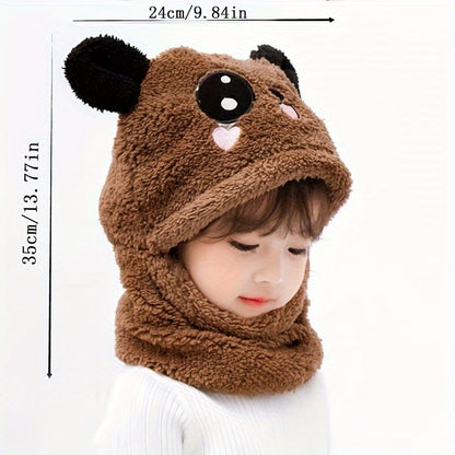 Girl's Autumn Winter Cute Thickened Plush Ear Protection Hat for Babies