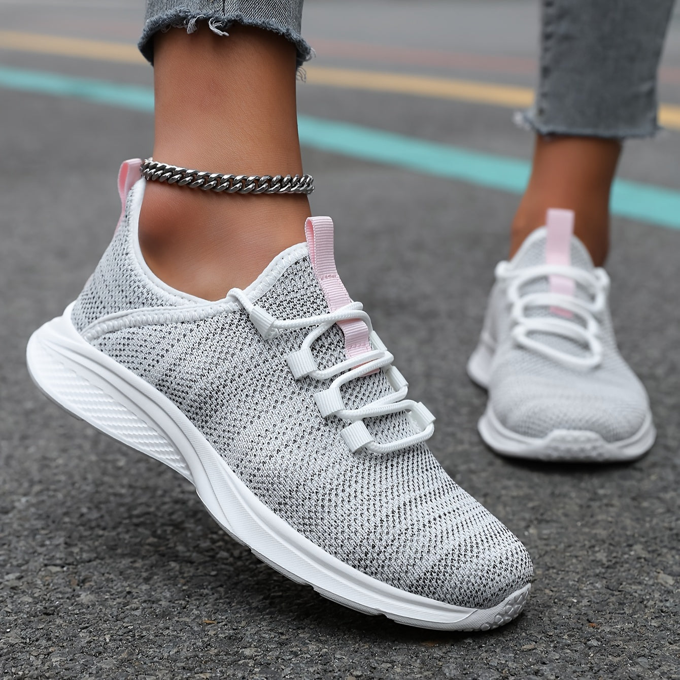 Women's Flying Woven Lace-Up Casual Running Shoes – Breathable Tennis Shoes