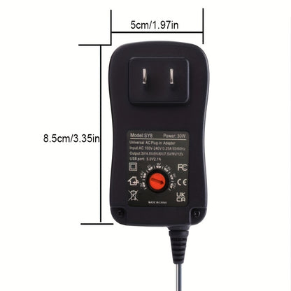 30W Universal Multi-Voltage Fast Charger - 6 Adapters for 3V-12V Appliances, Convenient Charging Solution