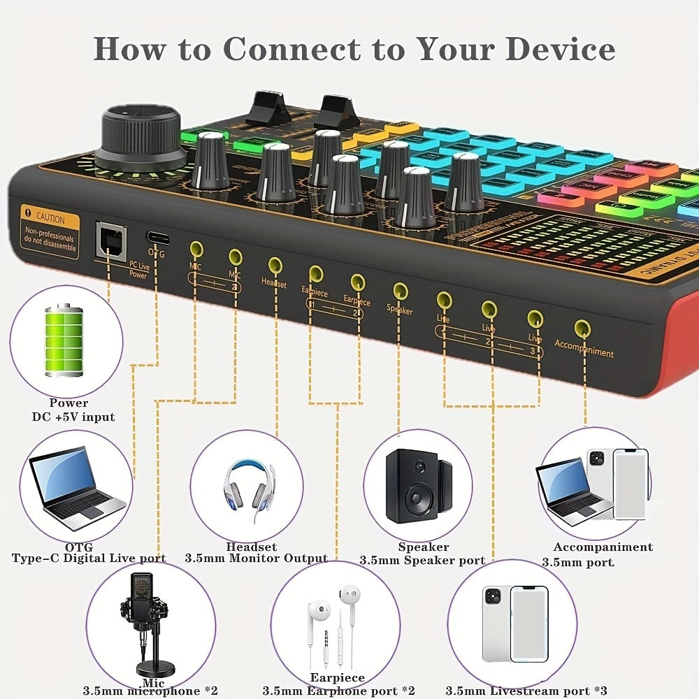 2 Person Podcast Equipment Bundle - K300 Voice Changer, Condenser Microphone and Live Sound Card for Recording, Singing, Streaming, and Gaming