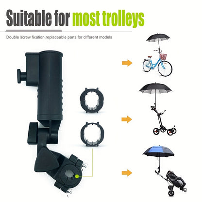 Adjustable Golf Bag Umbrella Holder - Trolley and Bike Compatible, Sawtooth Design for Secure Grip, Reinforced Material, Essential Golf Supplies