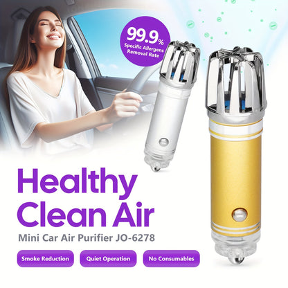 Compact Car Air Purifier Ionizer – Eliminates Smoke Smell, PM2.5, Pollen, Bacteria, Bad Odors – 12V Plug-In – RV Auto Decoration and Car Interior Accessory – Fresh Air Solution for Healthier Breathing