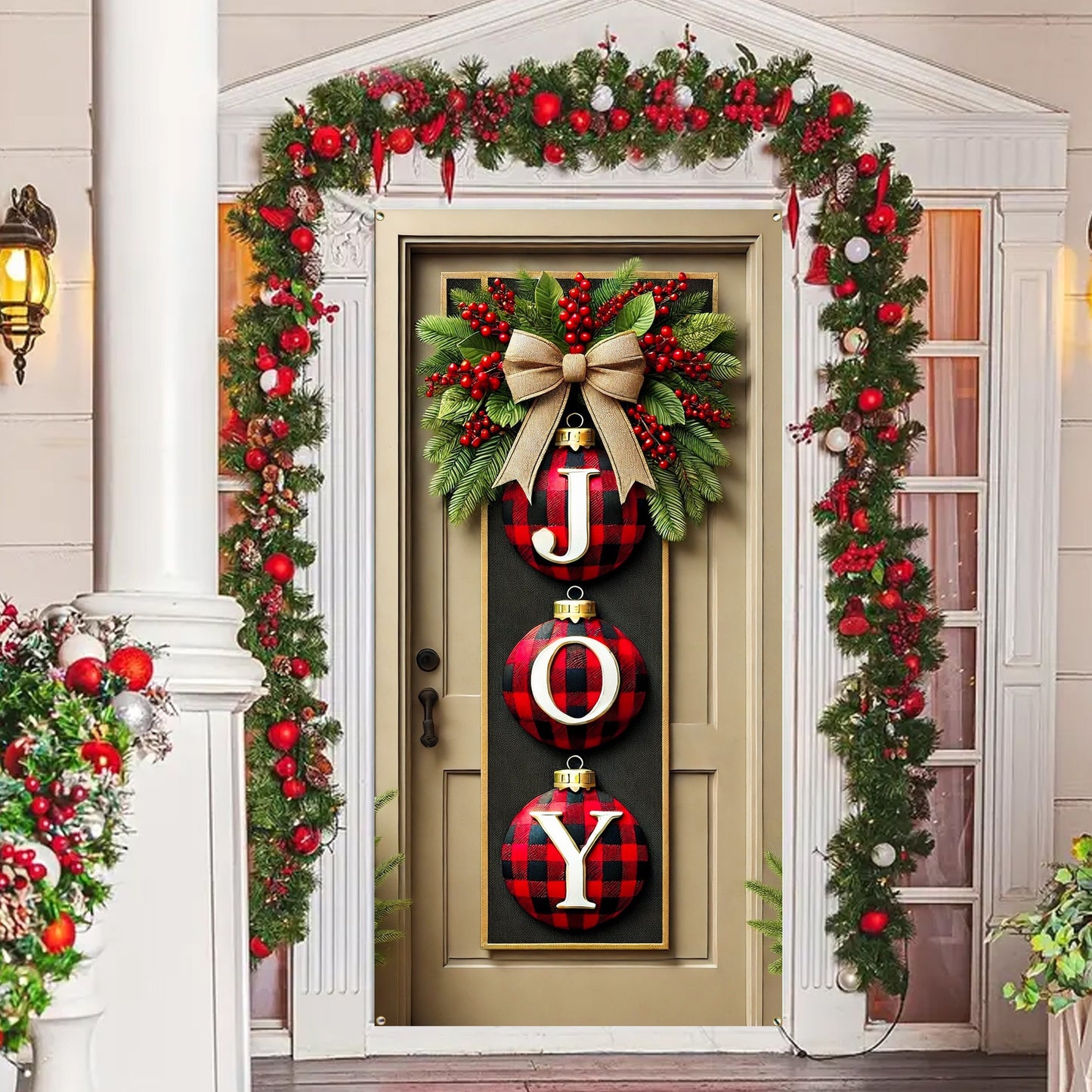 Christmas Joy Banner - Polyester 'JOY' Flag for Entryway, Holiday Wall Hanging Decor, 70x35 inches, No Electricity Required, Pack of 1