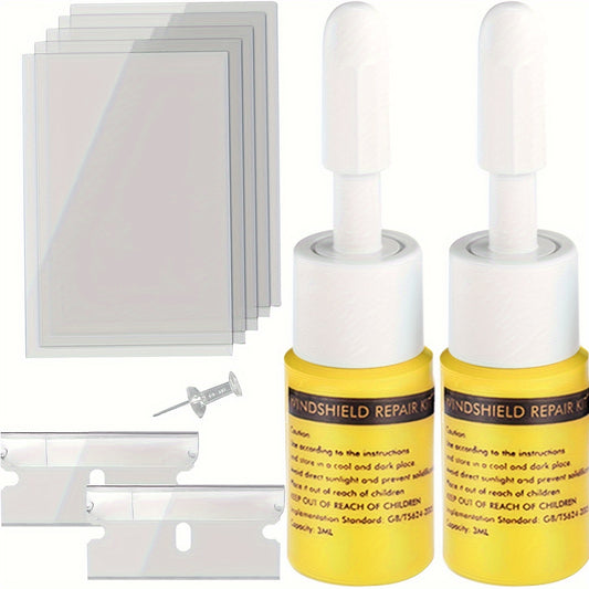 Windscreen Repair Kit - Nano Crack and Chip Repair Fluid, Car Windscreen Tool for Chip and Crack Repair, Yellow