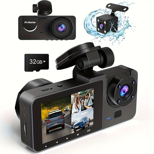 4K Full UHD Dash Camera for Cars: Front & Rear, Includes Free 32GB SD Card, Night Vision, 24-Hour Parking Mode, WDR, G-Sensor, Motion Detection