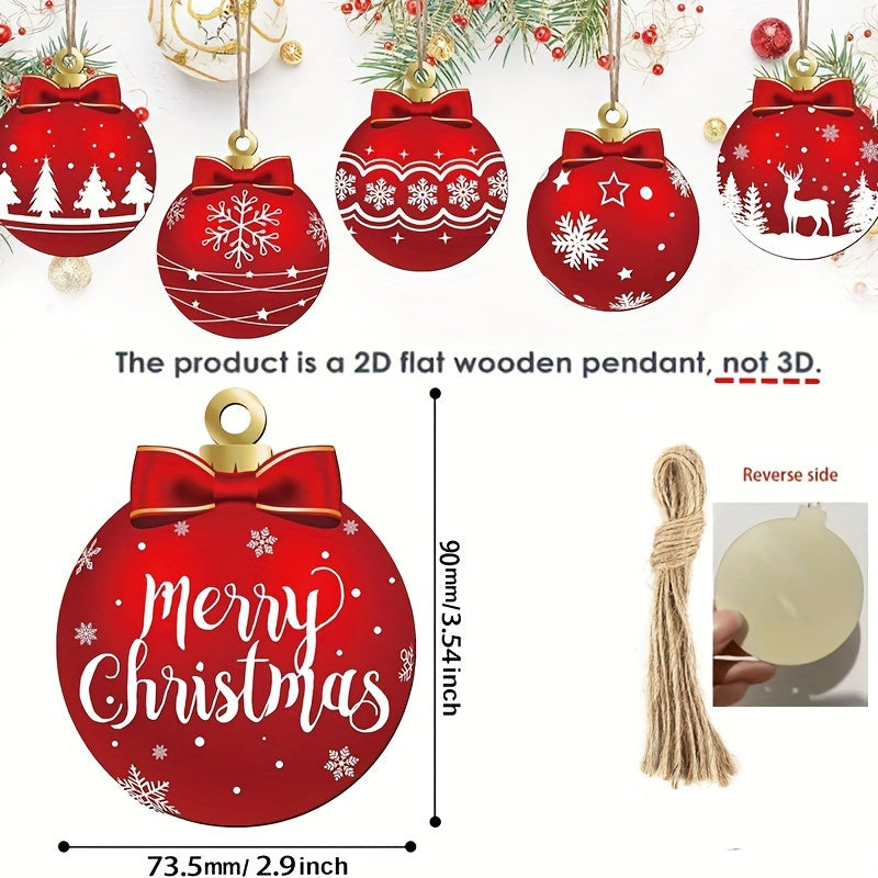 24pcs Elegant Wooden Christmas Ornaments Set - Ideal for Tree, Garden & Party Decorations