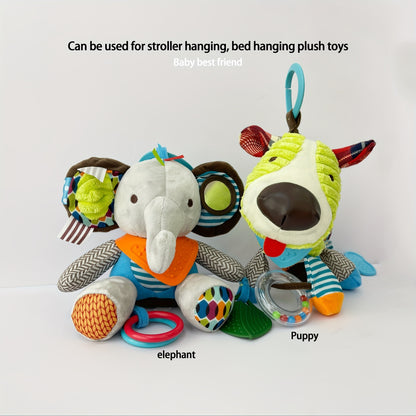 Animal Baby Plush Toys - Elephant, Fox, Lion, Dog, Raccoon, Stroller Hanging Toy Doll, Ideal for Birthday, Christmas, Thanksgiving, New Year, and Easter Gifts