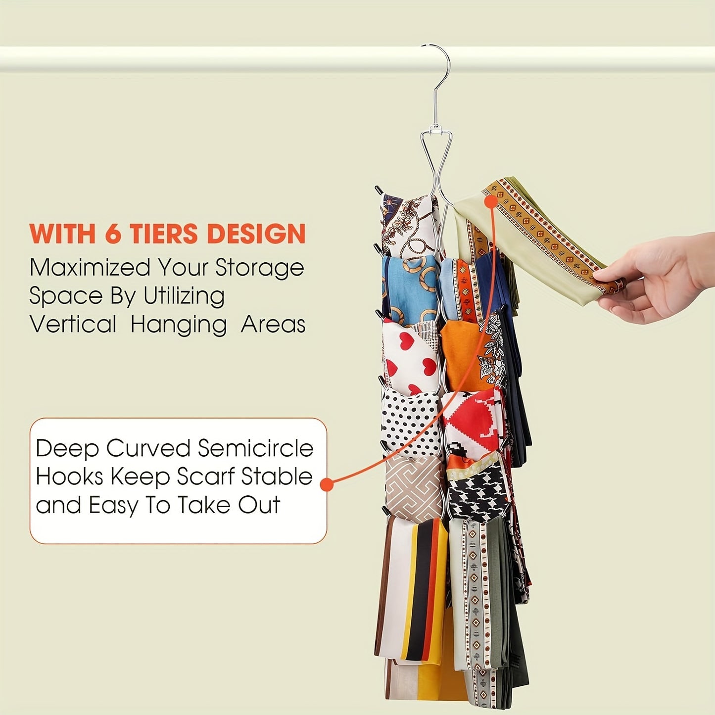 Multi-Hook Non-Slip Ties Hanger – 360-Degree Swivel Belts Rack, Space-Saving Organizer for Ties and Scarves, Ideal for Closet and Wardrobe, Perfect Gift for Men