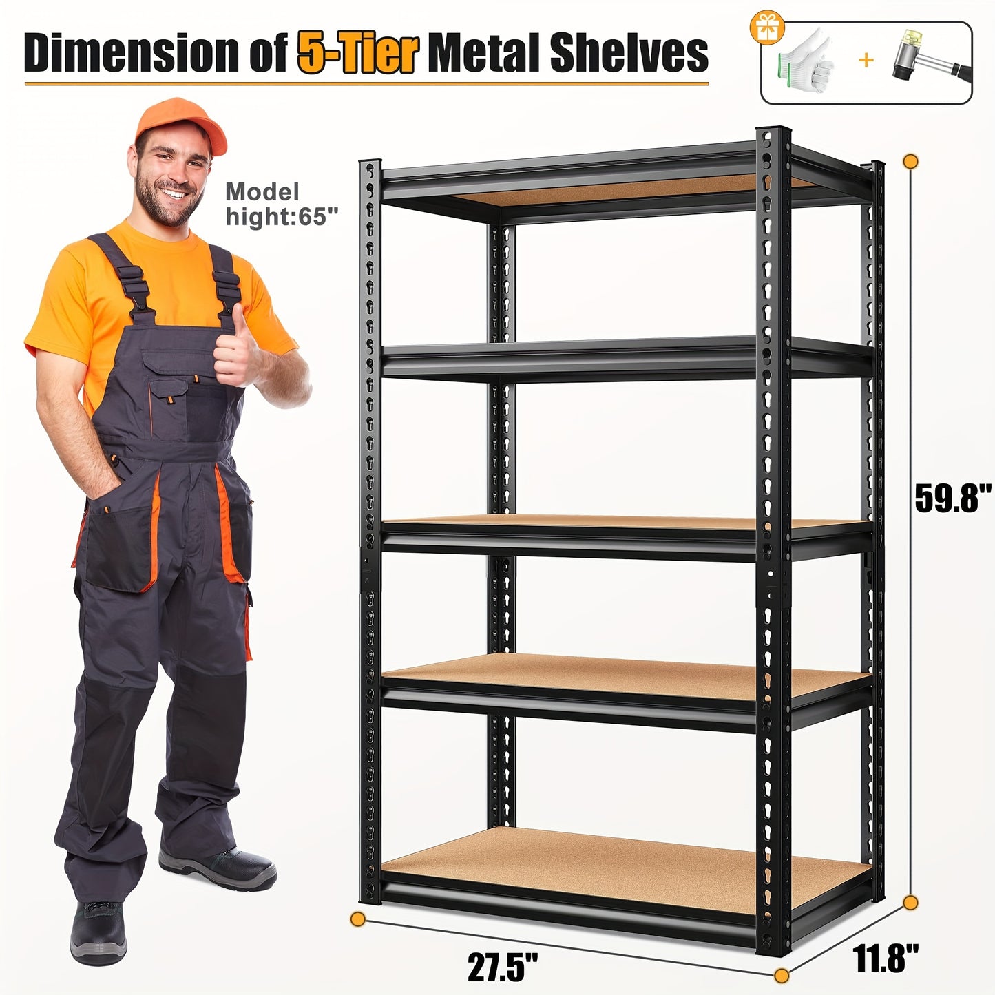 5-Tier Heavy Duty Garage Shelving – Adjustable Metal Storage Shelves, 1500LBS Capacity for Pantry, Garage, and Utility Storage