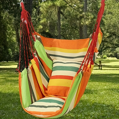 1pc Outdoor Hammock Chair - Canvas Leisure Swing with Pillow and Cushion, Indoor and Outdoor Hammock, Garden Furniture for Home, Bedroom, Yard, Camping