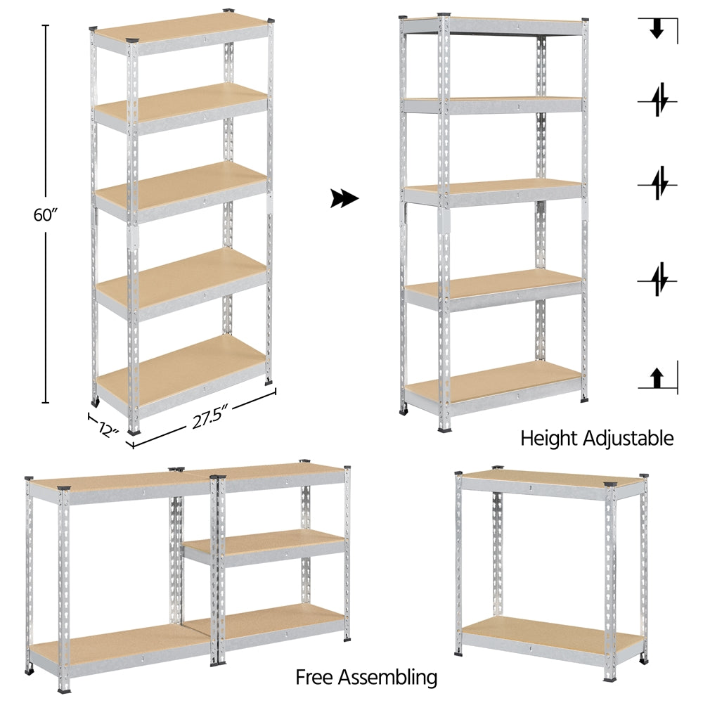 Costoffs 5-Tier Boltless Utility Shelves – 60in Multi-Tier Storage Rack for Warehouse, Store, and Home Organization