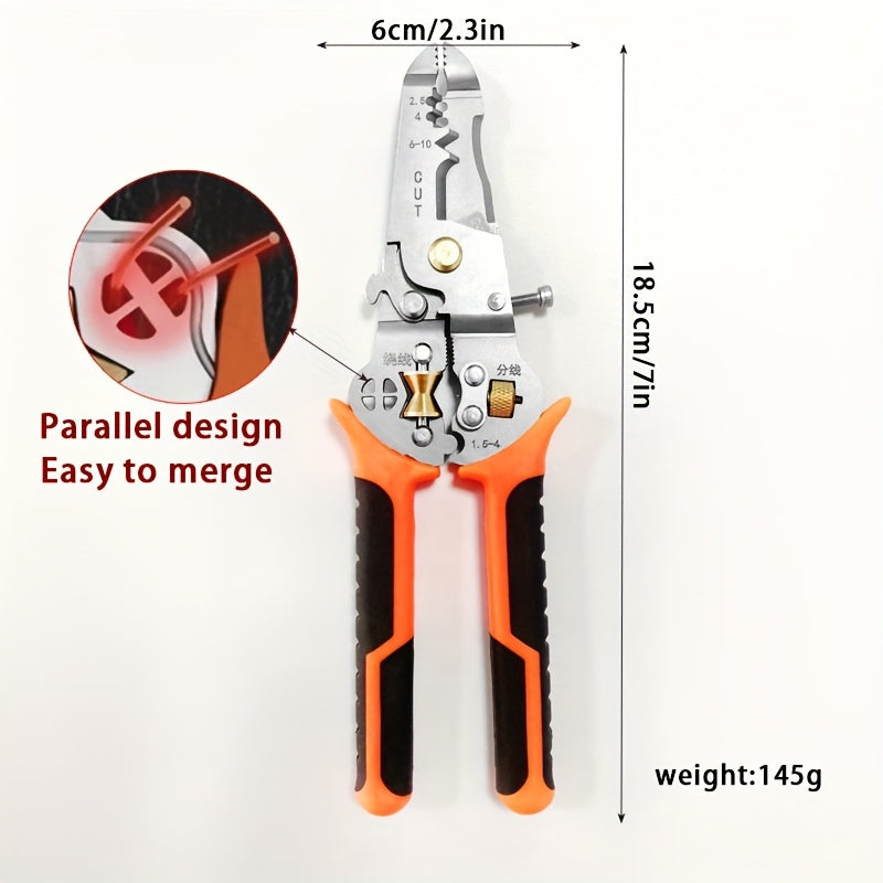 Professional Electrician's Multi-Purpose Wire Stripper - Durable High Carbon Steel, Cable and Wire Cutting Tool for Electrical Work