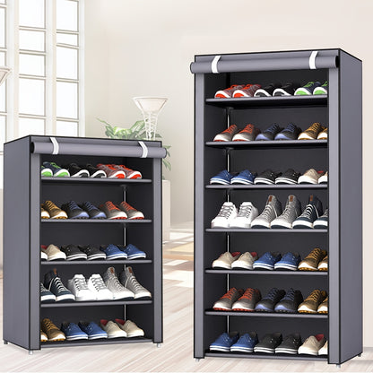 Versatile 6/8/10-Tier Shoe Organizer with Dustproof Cover – Easy Assembly Portable Storage for 27-35 Pairs of Sneakers, High Heels and Boots – Ideal for Entryways