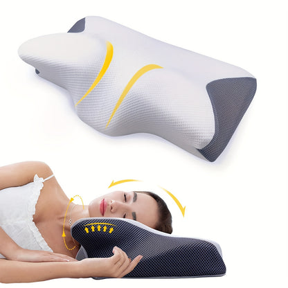 Ergonomic Cervical Contour Pillow - Neck & Cervical Support for Ultimate Relaxation, Breathable Orthopedic Design for Side, Back, and Stomach Sleepers - Soft, Removable Pillowcase