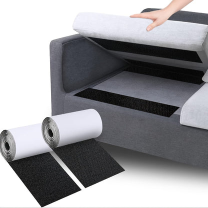 2 Rolls Heavy-Duty Non-Slip Couch Cushion Grip Tape - 4in x 6.5FT Adhesive Strips for Fabric and Patio Cushions - Hook and Loop Design, Durable, Reusable, Easy to Install and Clean