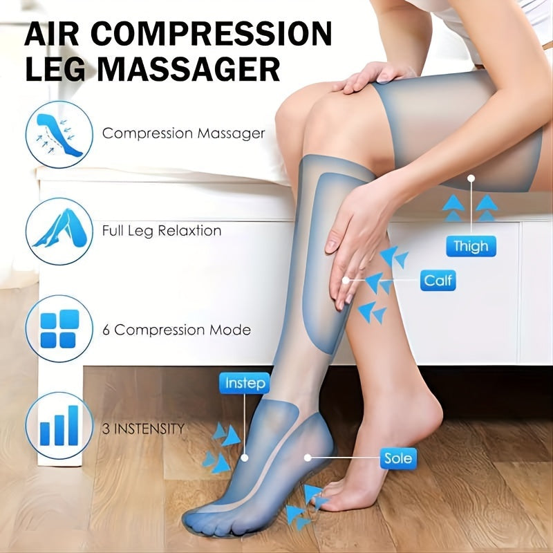 Leg Massager with Air Compression – 6 Modes, 3 Vibration Settings for Circulation, Relaxation, and Pain Relief, Perfect Birthday/Christmas Gift for Women/Men