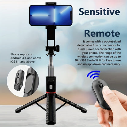 66" Portable Tripod for iPhone and Android - Phone Stand with Remote for Video Recording, Compatible with iPhone 15/14/13, Ideal for Travel