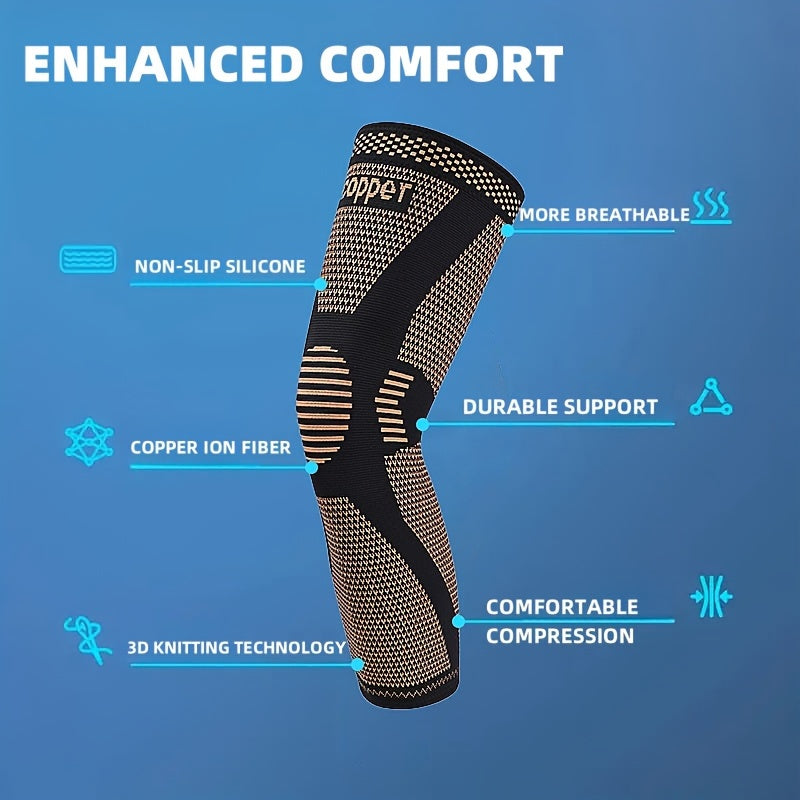 Buy 1 Get 1 Free – 2 pcs Premium Copper Ion Fiber Knee Pads for Enhanced Patella Protection, Breathable and Thickened for Warmth, Ideal for Fitness and Outdoor Activities