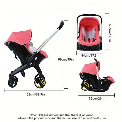 4-in-1 Baby Stroller – Adjustable Pushchair with Canopy, Compact Foldable Infant Carriage, 39” Height, 23.6” Depth, 17.3” Width, Comfortable Pram for Travel & Outdoor Use, Perfect Halloween & Christmas Gift