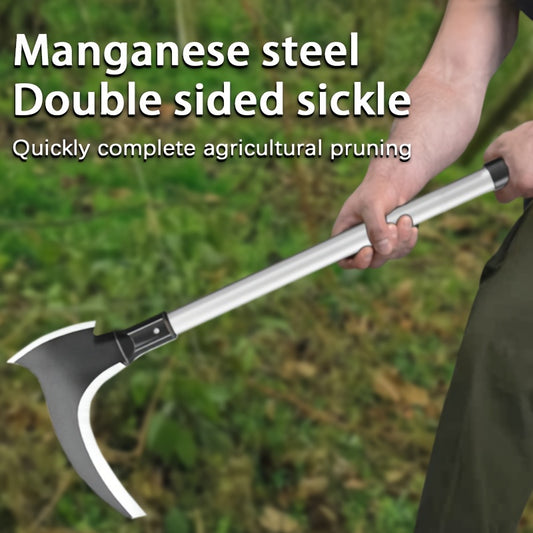 21.7-Inch Double-Sided Blade Cutting Sickle - High Manganese Steel, Dual-Use for Agriculture, Horticulture, and Outdoor Activities, Ideal for Weeding and Cutting Firewood