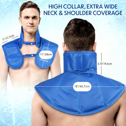 Reusable Gel Ice Pack Wrap for Neck and Shoulder – Cold Therapy Neck Wrap with Adjustable Straps for Pain Relief