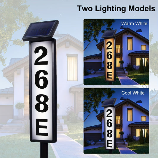 Solar Powered LED House Number Light – Weather-Resistant Outdoor Address Sign with Stake – Easy Installation, Energy-Efficient, Durable – 35 Inch Height for Homes