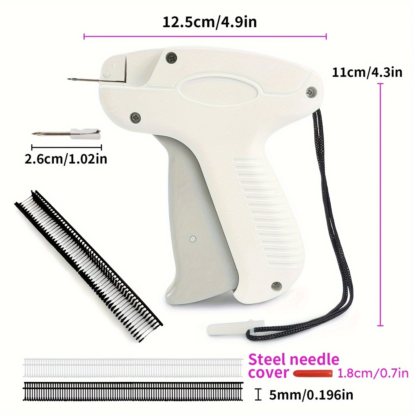 Portable Mini Stitch Gun Set – Quick Repair and Labeling Tool for Clothing, Easy-to-Use Fabric Sewing Machine with Steel Needle – Ideal for Home and Travel, Pink/White