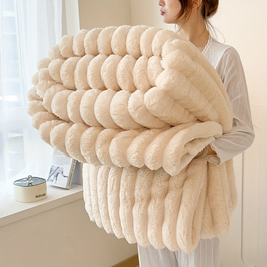 Luxurious Faux Rabbit Fur Throw Blanket - Soft and Warm for Couch, Bed, Office, and Travel, All-Season Cozy Gift, Perfect for Christmas