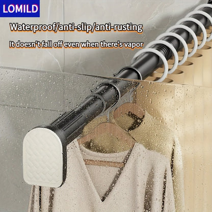 Multi-Purpose Stainless Steel Telescopic Curtain Rod – Spring Tension, Adjustable, Non-Punching for Bedroom, Bathroom, Wardrobe, Balcony – Space-Saving for Curtains, Towels, Clothes