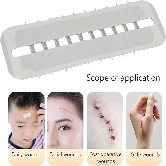 10PCS Elastic Bandage and Skin Suture Device - Scar-Free Zipper Style Wound Patch - Color Box Packaging