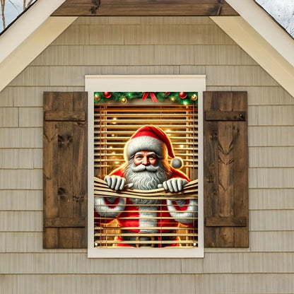 HEGO Polyester Santa Window Cover - Festive Door Banner for Christmas & New Year, Multipurpose Home & Outdoor Decoration, No Electricity Required