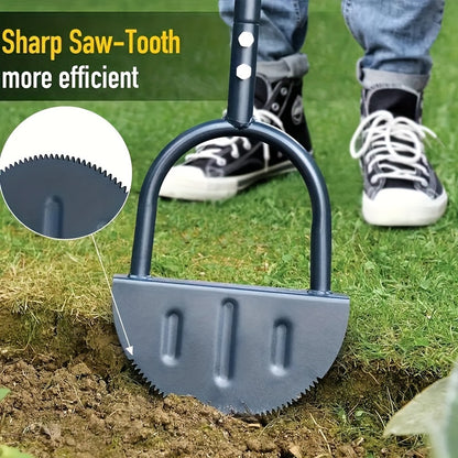 Full Steel Stand-Up Garden Edger with T Grip - Effortless Lawn Trimming and Edging Tool