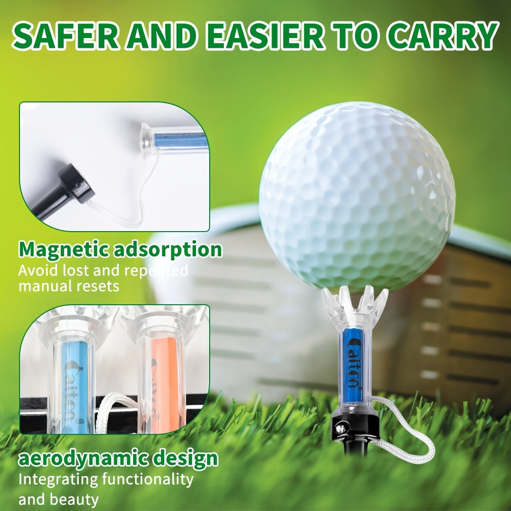 Caiton 5pcs Magnetic Plastic Golf Tee Set - Improve Your Game with 360-Degree Bounce, Includes Two Sizes