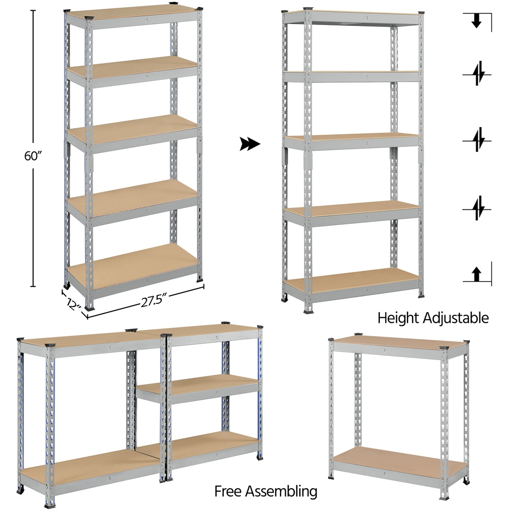 Costoffs 5-Tier Boltless Utility Shelves – 60in Multi-Tier Storage Rack for Warehouse, Store, and Home Organization