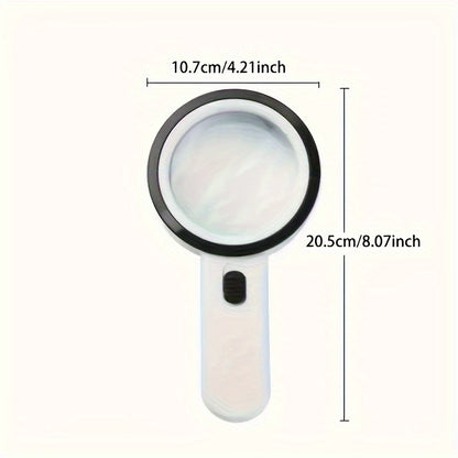 30X High-Power Handheld Magnifier with LED Lights - Battery-Operated Illuminated Magnifier for Reading, Coins, Jewelry and Seniors with Macular Degeneration