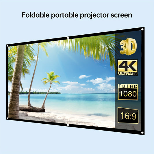 100-Inch 4K Portable Foldable Projection Screen - Home Theater, Outdoor and Indoor Projector Accessory - High-Definition 3D Screen for Enhanced Viewing Experience