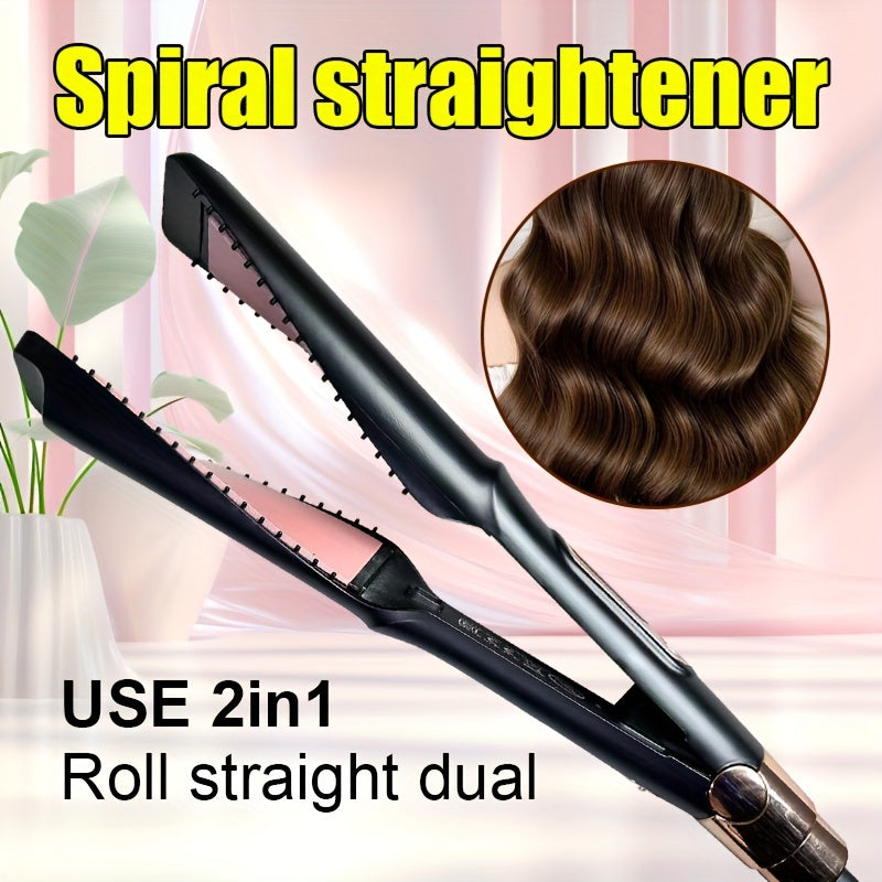 2 in 1 Hair Straightener and Curler – Twisted Ceramic Flat Iron, Professional Ionic Iron for Curling & Straightening, Perfect Gift for Women